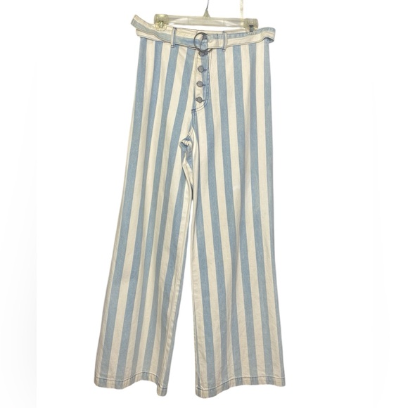 Boyish Denim - Boyish by Her Charley Wide Leg Button Front Striped Jeans in Casablanca
